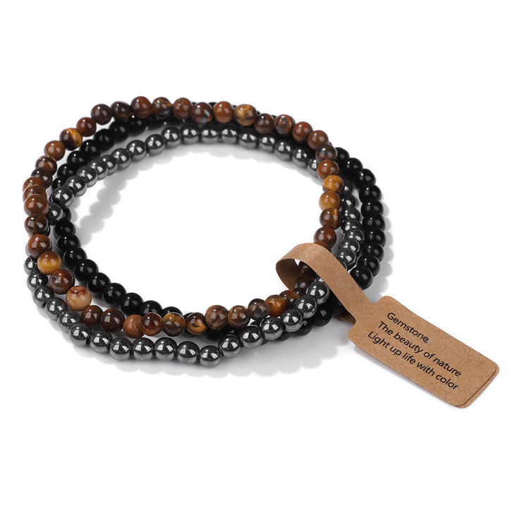 Bracciale Olivenorma 3 pezzi da 4 mm in perline di pietra naturale