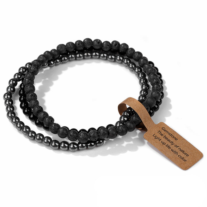 Bracciale Olivenorma 3 pezzi da 4 mm in perline di pietra naturale