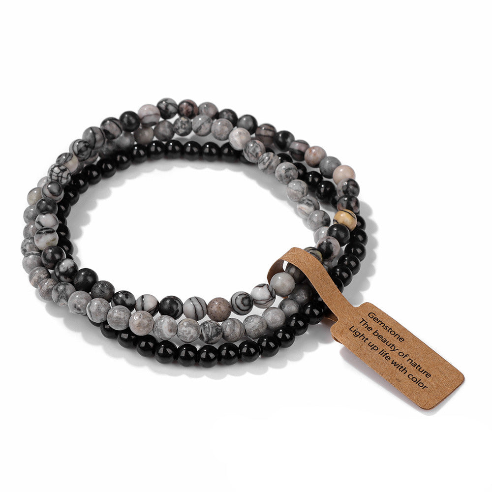 Bracciale Olivenorma 3 pezzi da 4 mm in perline di pietra naturale