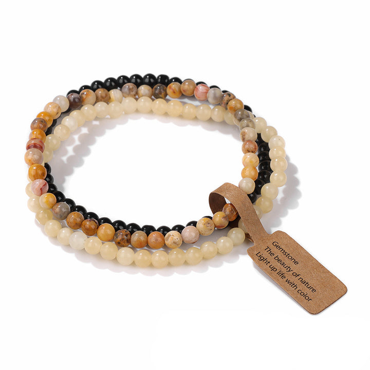 Bracciale Olivenorma 3 pezzi da 4 mm in perline di pietra naturale