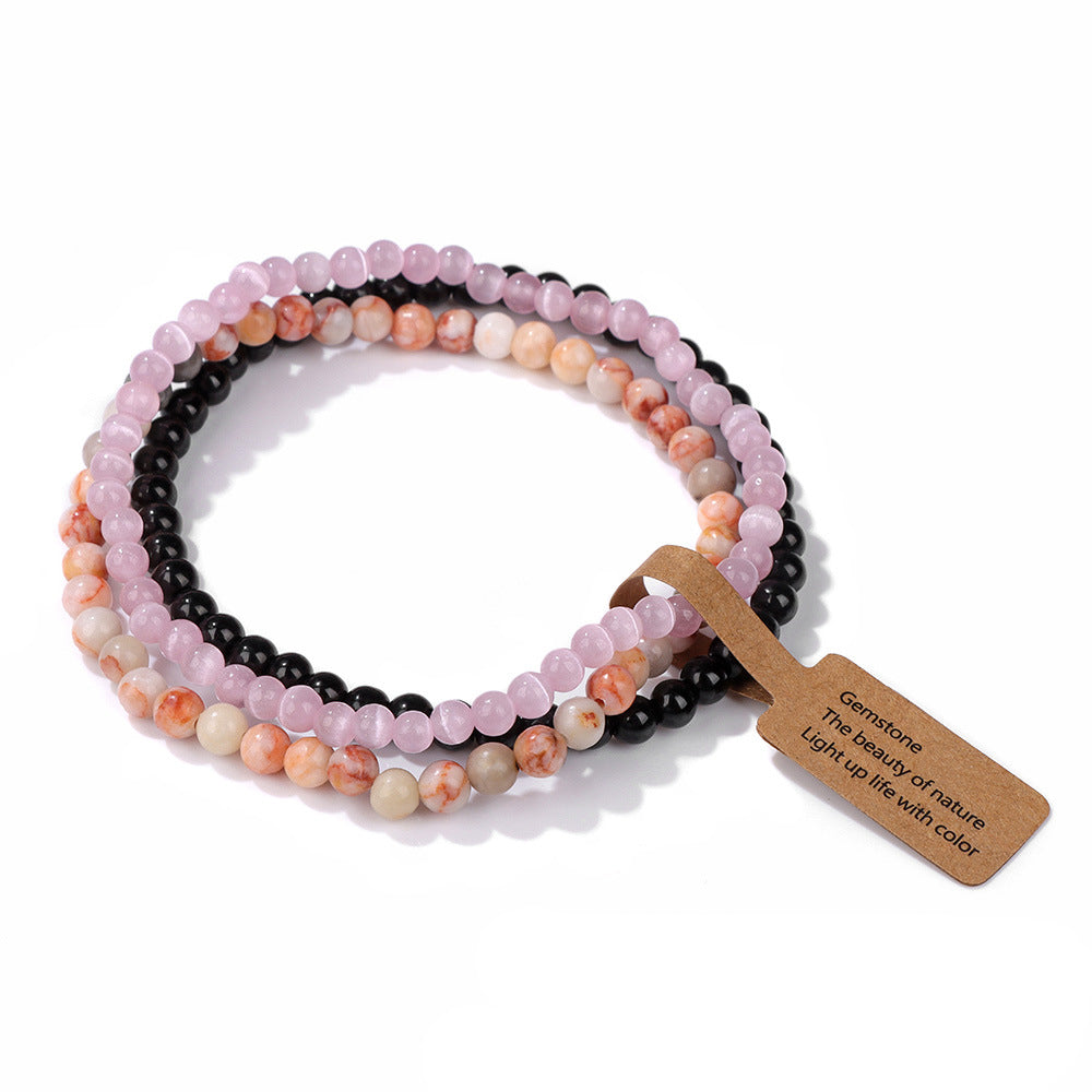 Bracciale Olivenorma 3 pezzi da 4 mm in perline di pietra naturale