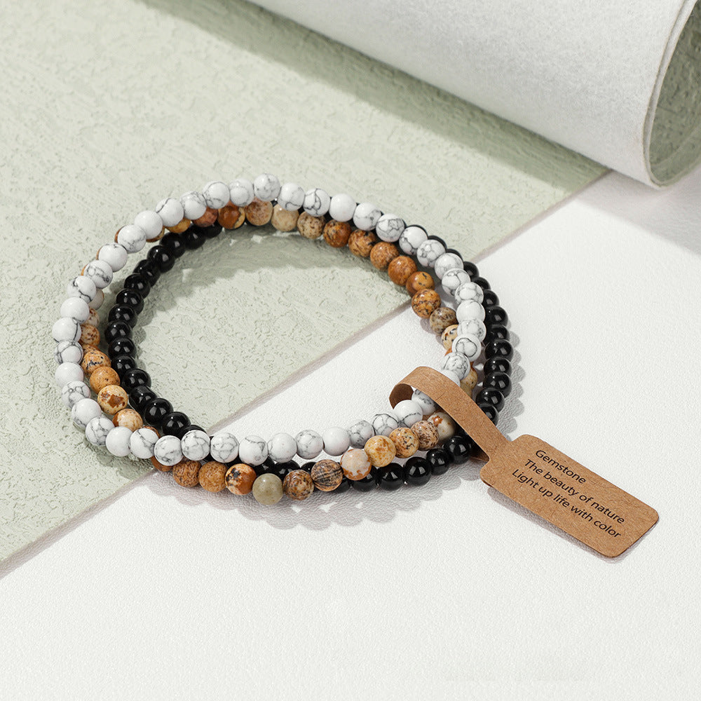 Bracciale Olivenorma 3 pezzi da 4 mm in perline di pietra naturale