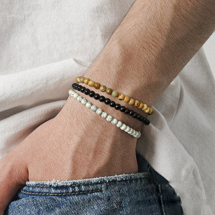 Bracciale Olivenorma 3 pezzi da 4 mm in perline di pietra naturale