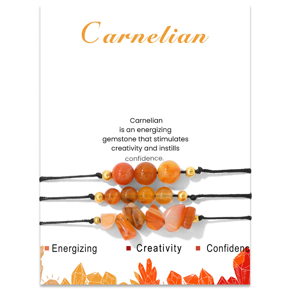 Olivenorma Set di bracciali con perline di ghiaia in pietra naturale