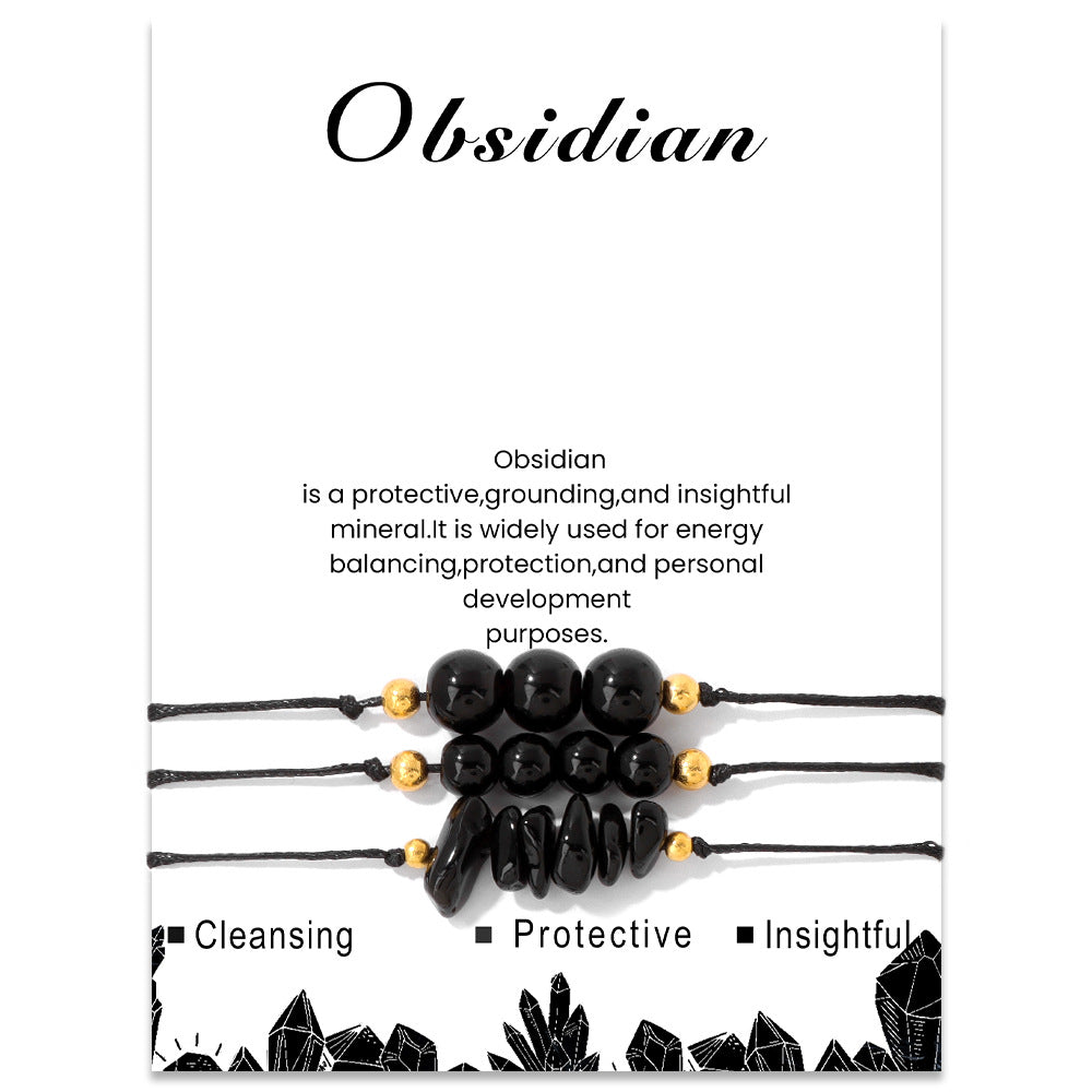 Olivenorma Set di bracciali con perline di ghiaia in pietra naturale