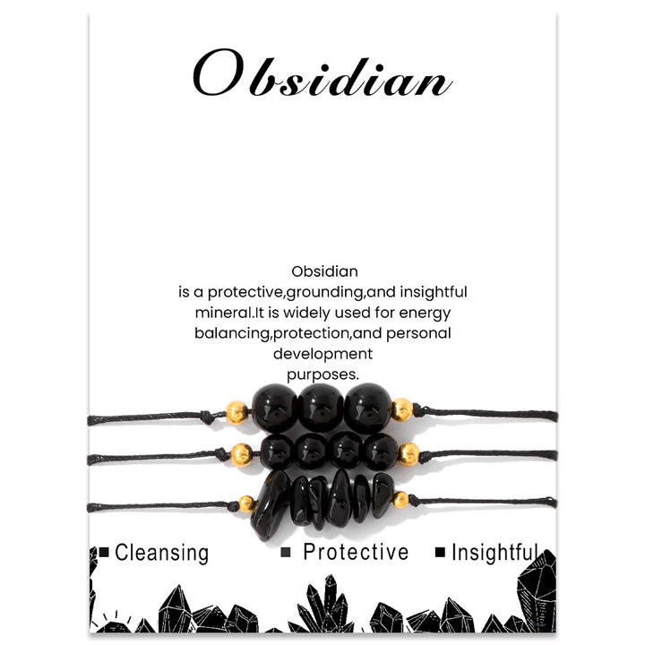 Olivenorma Set di bracciali con perline di ghiaia in pietra naturale