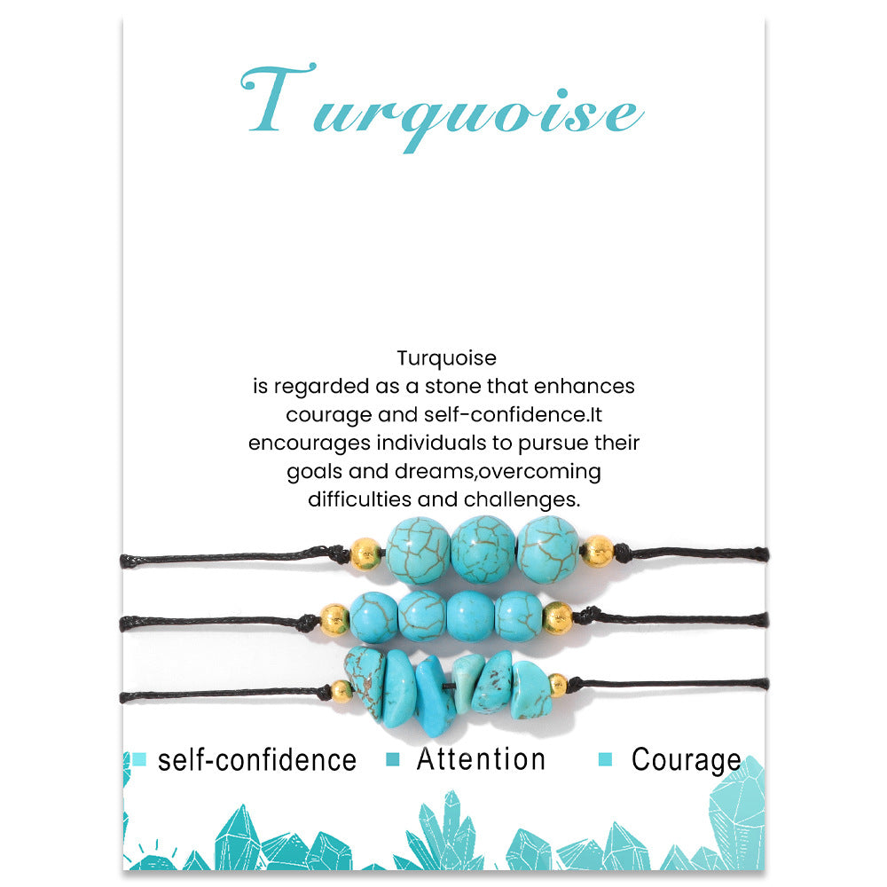 Olivenorma Set di bracciali con perline di ghiaia in pietra naturale