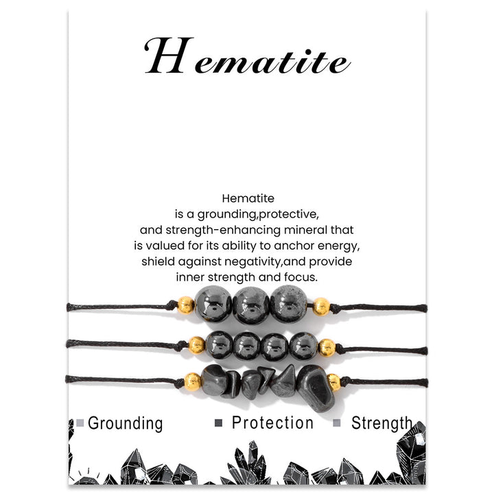 Olivenorma Set di bracciali con perline di ghiaia in pietra naturale