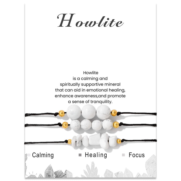 Olivenorma Set di bracciali con perline di ghiaia in pietra naturale