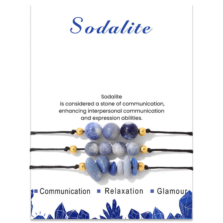 Olivenorma Set di bracciali con perline di ghiaia in pietra naturale