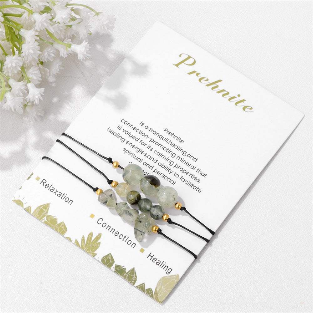 Olivenorma Set di bracciali con perline di ghiaia in pietra naturale