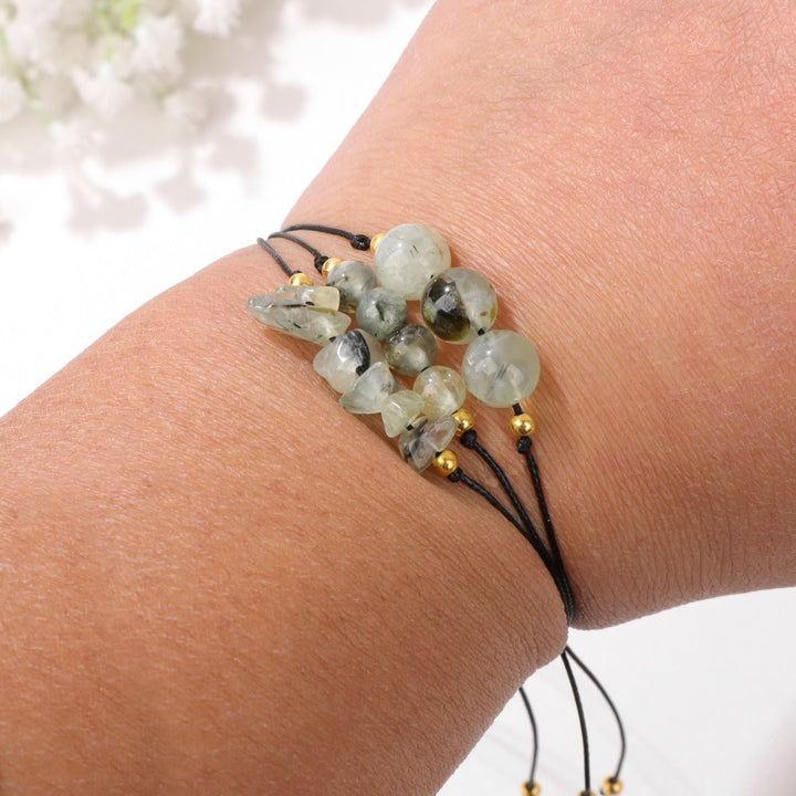 Olivenorma Set di bracciali con perline di ghiaia in pietra naturale