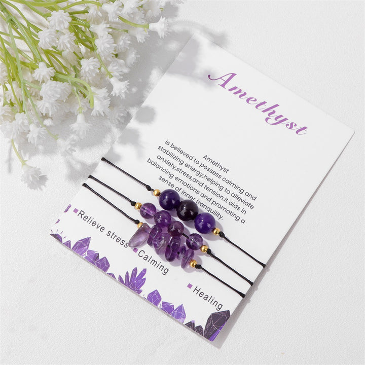 Olivenorma Set di bracciali con perline di ghiaia in pietra naturale