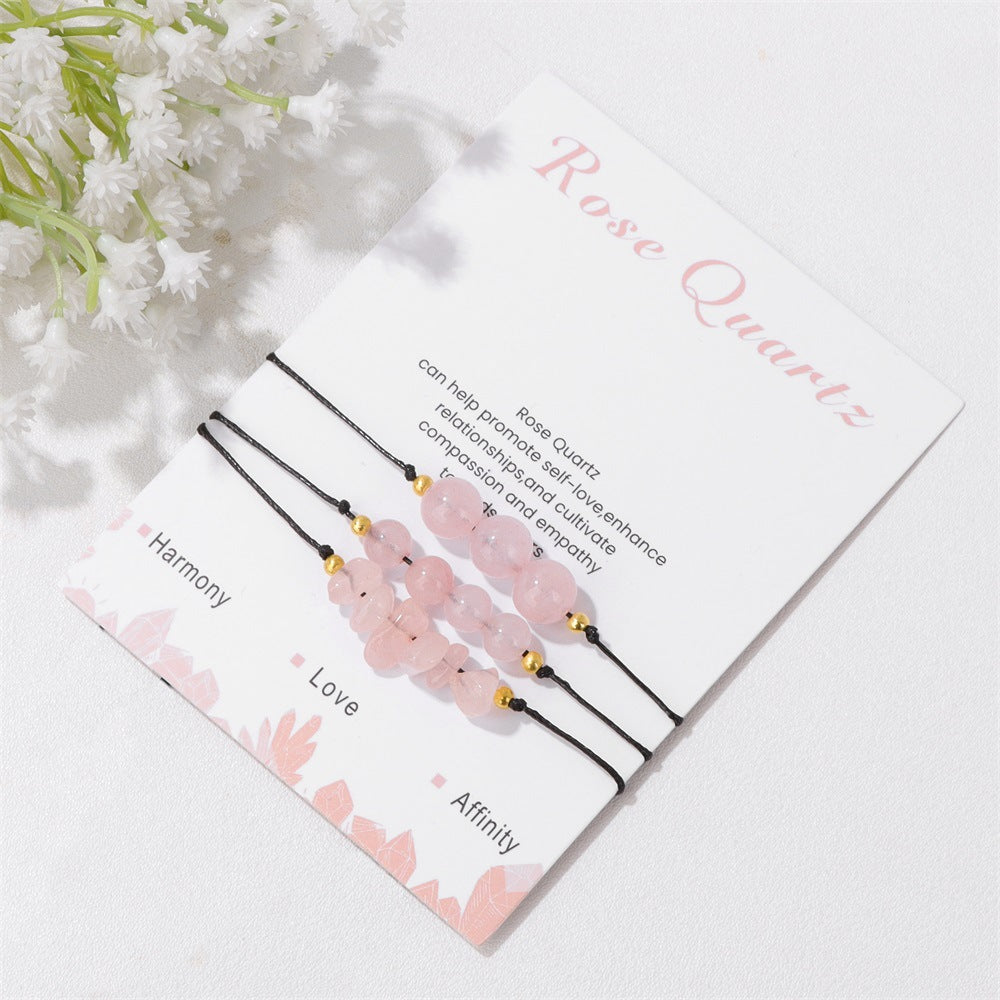 Olivenorma Set di bracciali con perline di ghiaia in pietra naturale