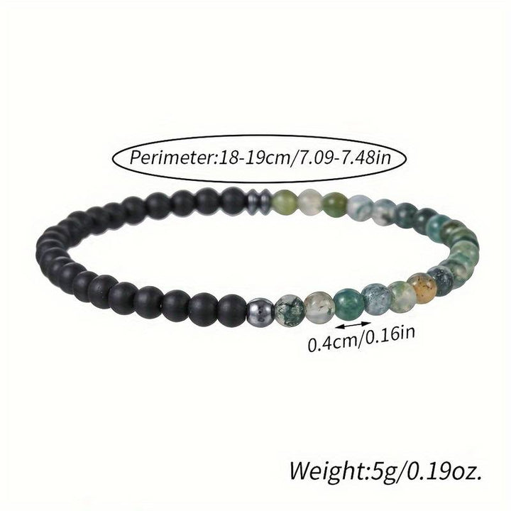 Olivenorma Bracciale da uomo in agata nera vulcanica da 4 mm 