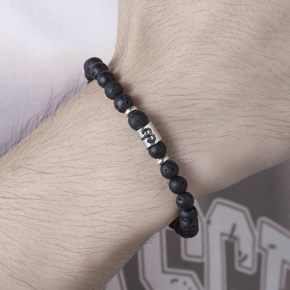 Bracciale da uomo con perline fatte a mano in pietra lavica Olivenorma Constellation