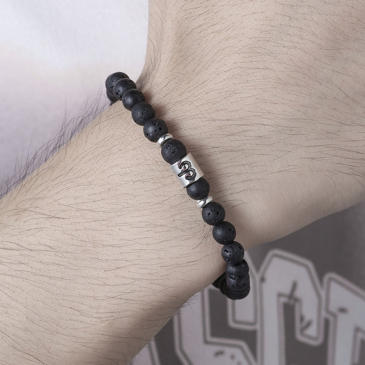 Bracciale da uomo con perline fatte a mano in pietra lavica Olivenorma Constellation