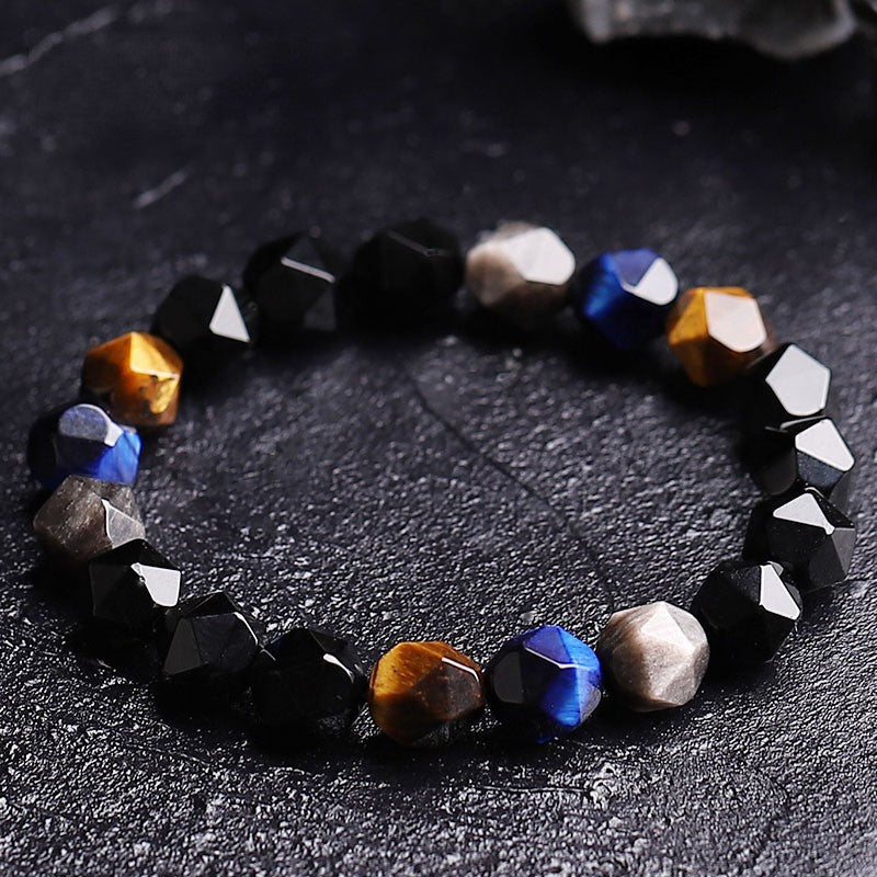 Braccialetto regolabile sfaccettato a forma di diamante con pietra energetica naturale Olivenorma 