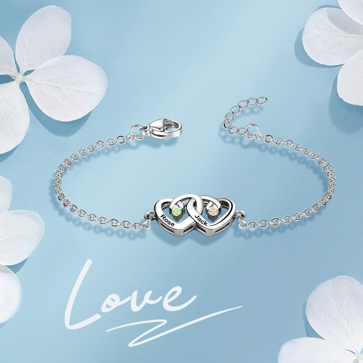 Bracciale Olivenorma con pietra portafortuna incisa a forma di cuore con doppio diamante