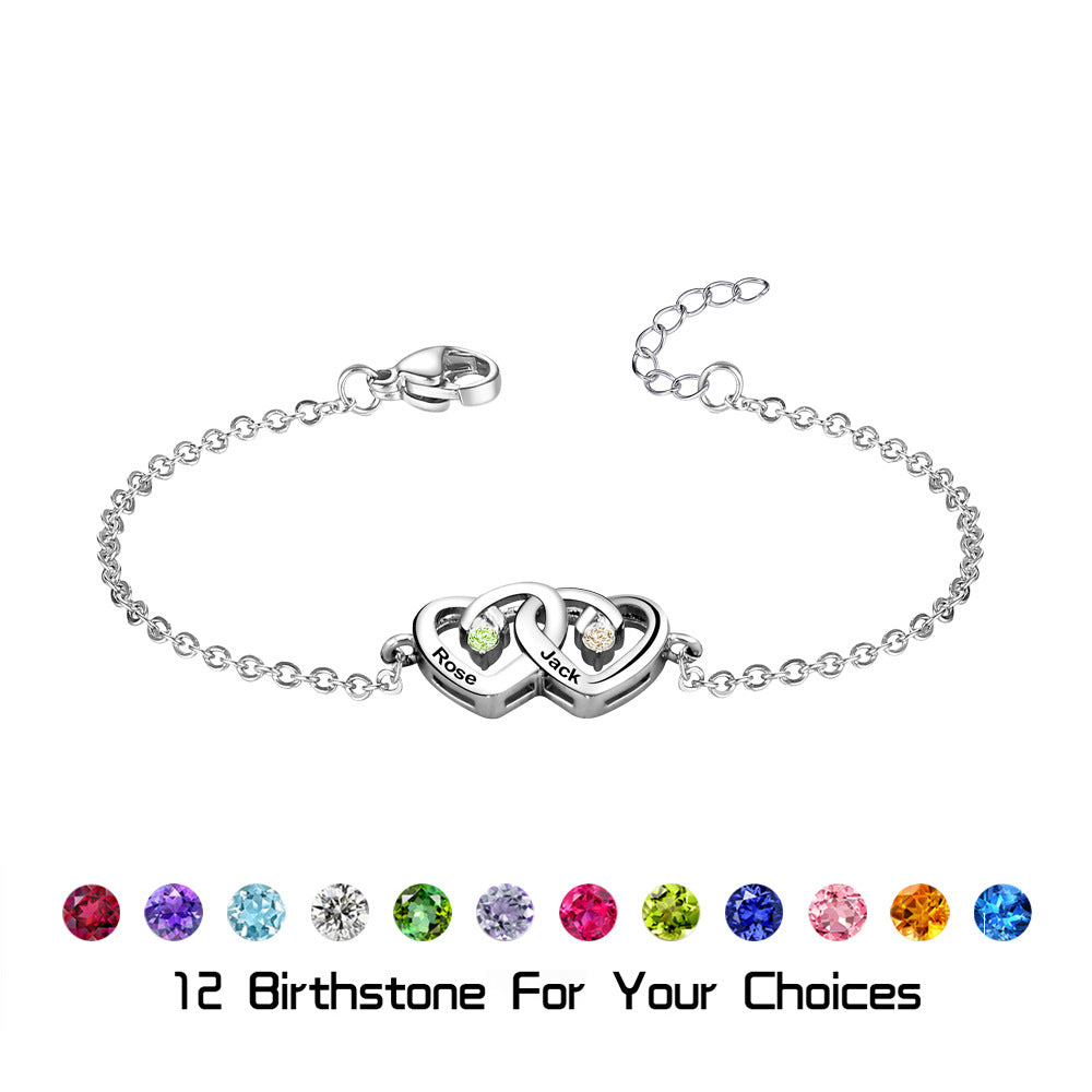 Bracciale Olivenorma con pietra portafortuna incisa a forma di cuore con doppio diamante