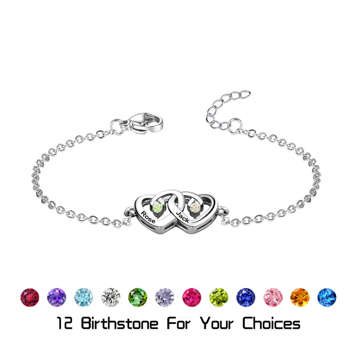 Bracciale Olivenorma con pietra portafortuna incisa a forma di cuore con doppio diamante