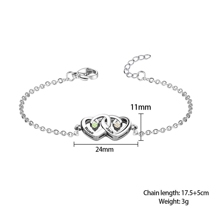 Bracciale Olivenorma con pietra portafortuna incisa a forma di cuore con doppio diamante