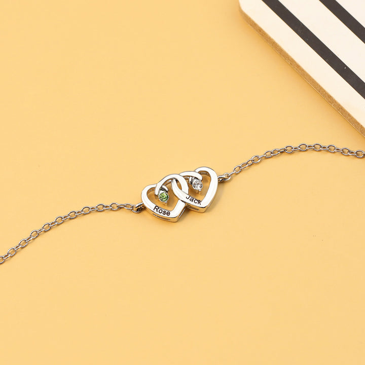 Bracciale Olivenorma con pietra portafortuna incisa a forma di cuore con doppio diamante