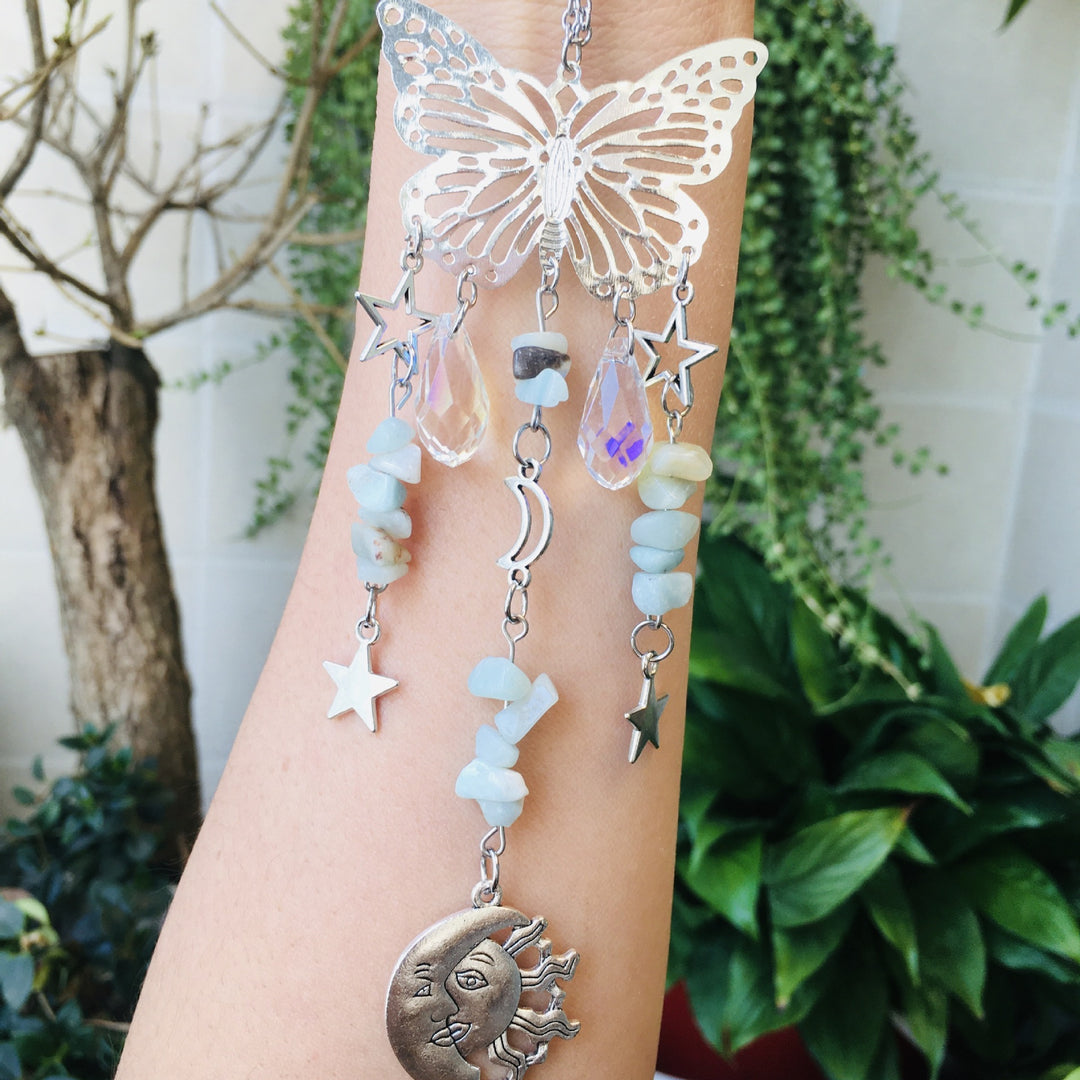 Olivenorma Suncatcher Butterfly Style Sole Luna Wind Chime