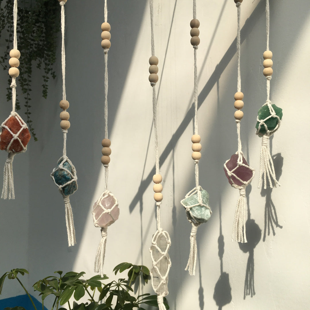 Olivenorma Boho ornamenti pendenti in cristallo Chakra intrecciati a mano 