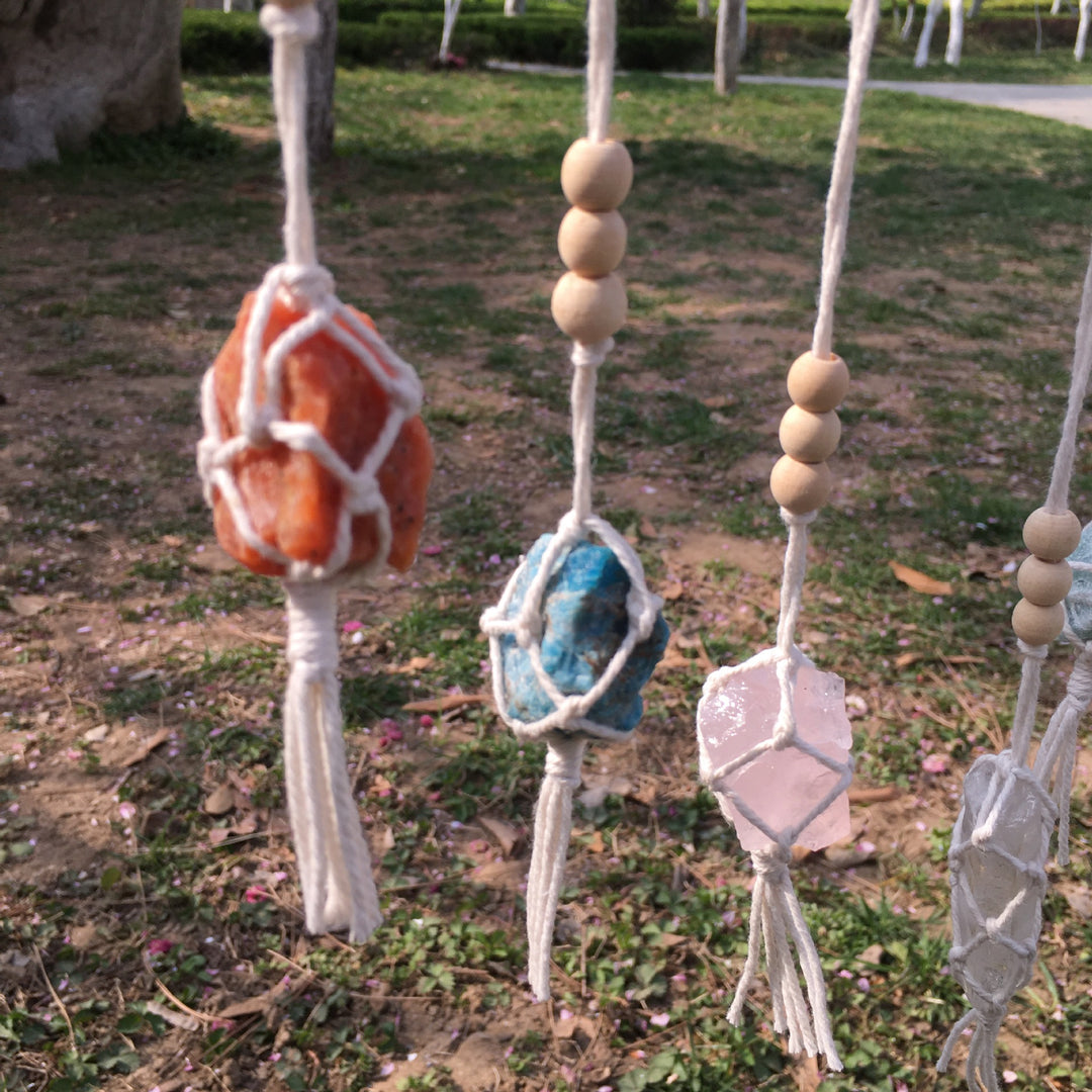 Olivenorma Boho ornamenti pendenti in cristallo Chakra intrecciati a mano 