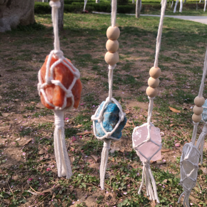 Olivenorma Boho ornamenti pendenti in cristallo Chakra intrecciati a mano 