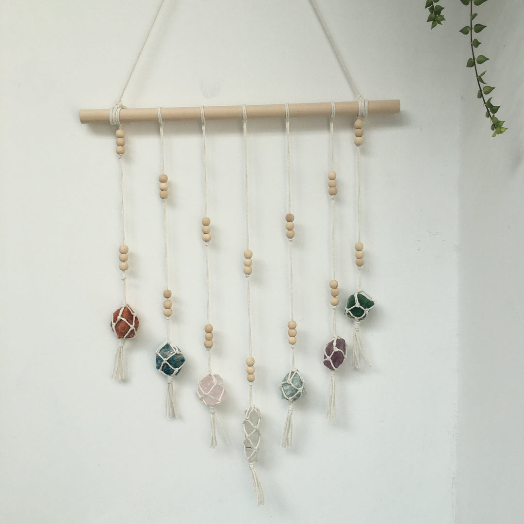 Olivenorma Boho ornamenti pendenti in cristallo Chakra intrecciati a mano 