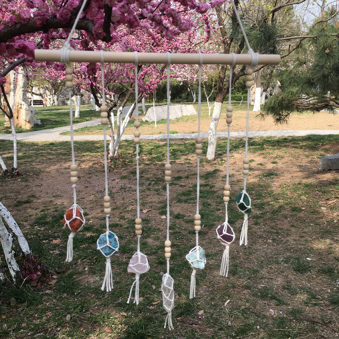 Olivenorma Boho ornamenti pendenti in cristallo Chakra intrecciati a mano 