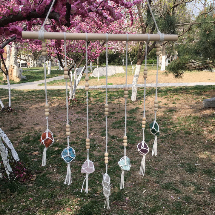 Olivenorma Boho ornamenti pendenti in cristallo Chakra intrecciati a mano 