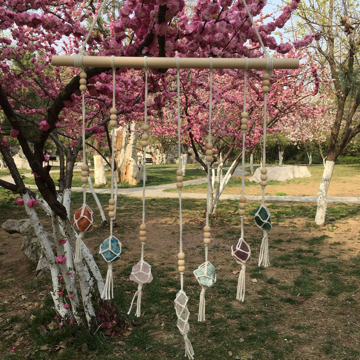 Olivenorma Boho ornamenti pendenti in cristallo Chakra intrecciati a mano 