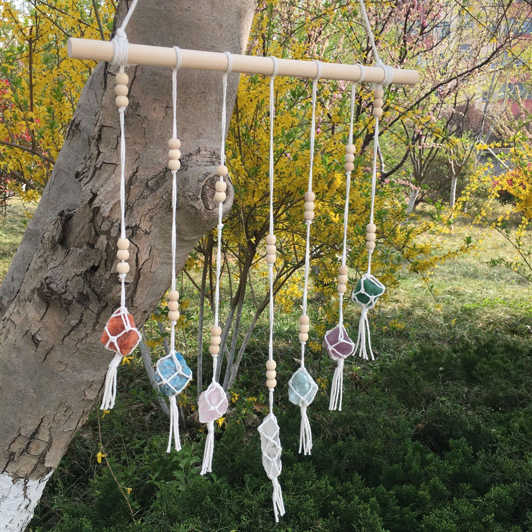 Olivenorma Boho ornamenti pendenti in cristallo Chakra intrecciati a mano 