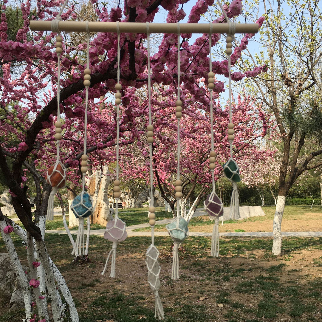 Olivenorma Boho ornamenti pendenti in cristallo Chakra intrecciati a mano 