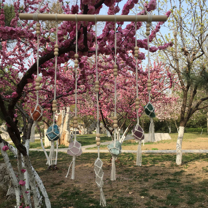 Olivenorma Boho ornamenti pendenti in cristallo Chakra intrecciati a mano 