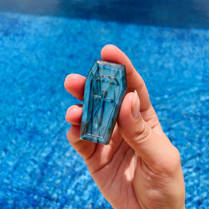 Decorazione di Halloween con pietra preziosa curativa in cristallo di labradorite Olivenorma