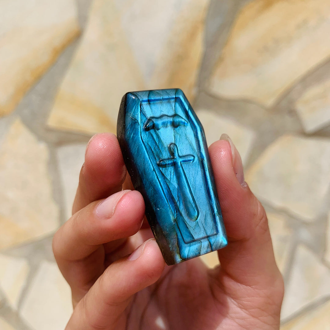 Decorazione di Halloween con pietra preziosa curativa in cristallo di labradorite Olivenorma