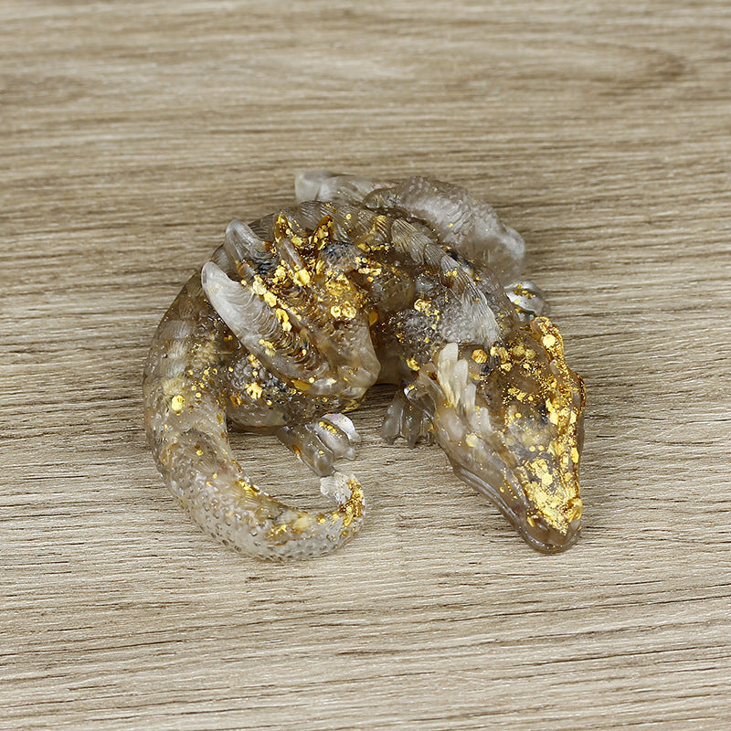 Olivenorma Ghiaia di cristallo naturale Resina colla Decorazione di pietra preziosa del drago