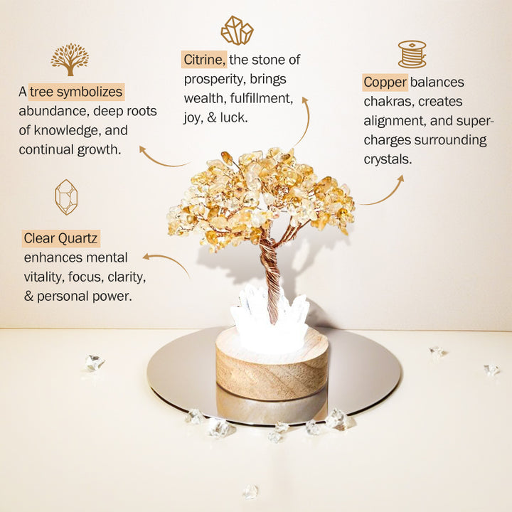 Lampada da albero Feng Shui in cristallo di citrino Olivenorma 