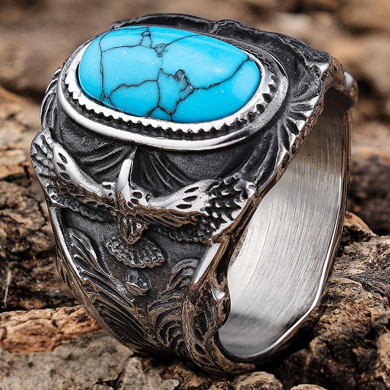 Anello vintage con aquila turchese Olivenorma