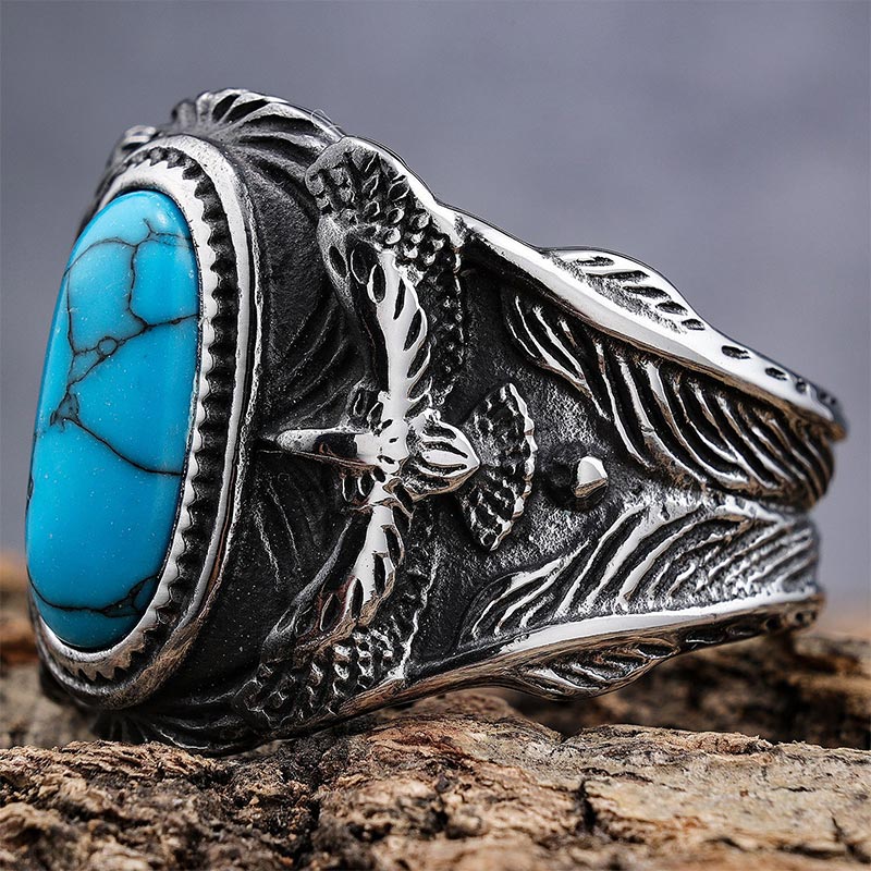 Anello vintage con aquila turchese Olivenorma