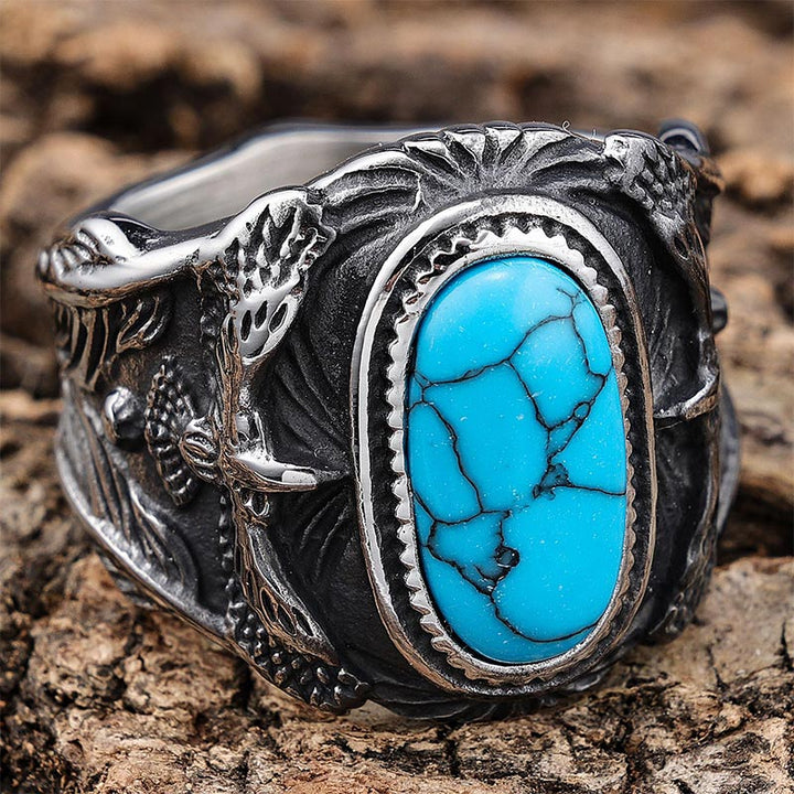 Anello vintage con aquila turchese Olivenorma
