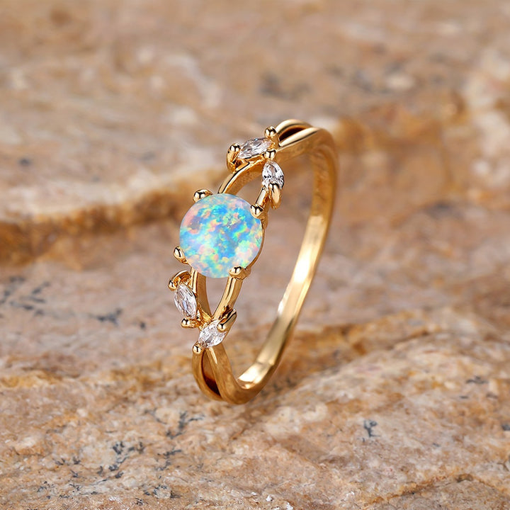 Anello Olivenorma "Purify Energy" con zircone marquise placcato opale
