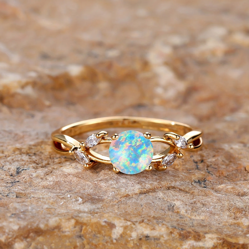 Anello Olivenorma "Purify Energy" con zircone marquise placcato opale