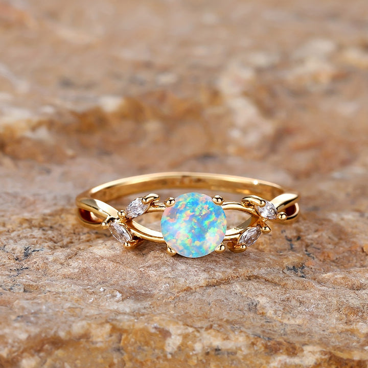 Anello Olivenorma "Purify Energy" con zircone marquise placcato opale
