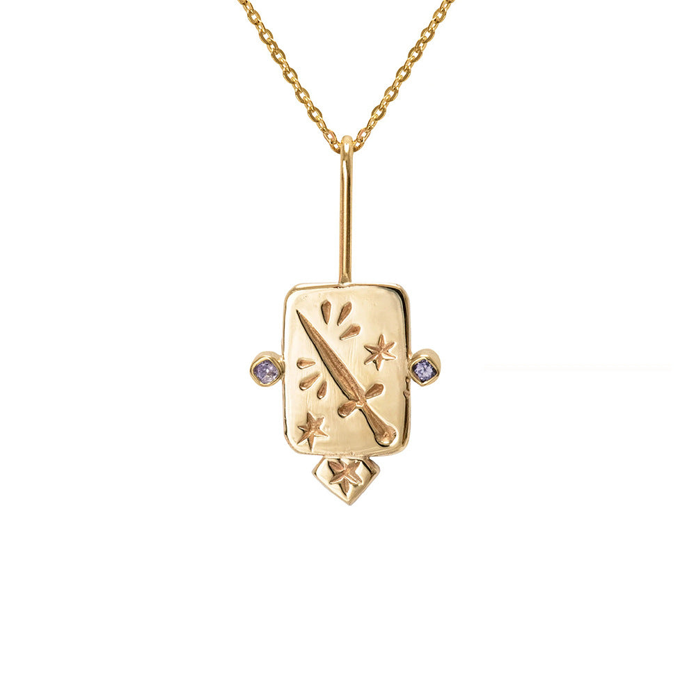 Collana con tarocchi in acciaio inossidabile Olivenorma e zirconi intarsiati - Spade - image 2