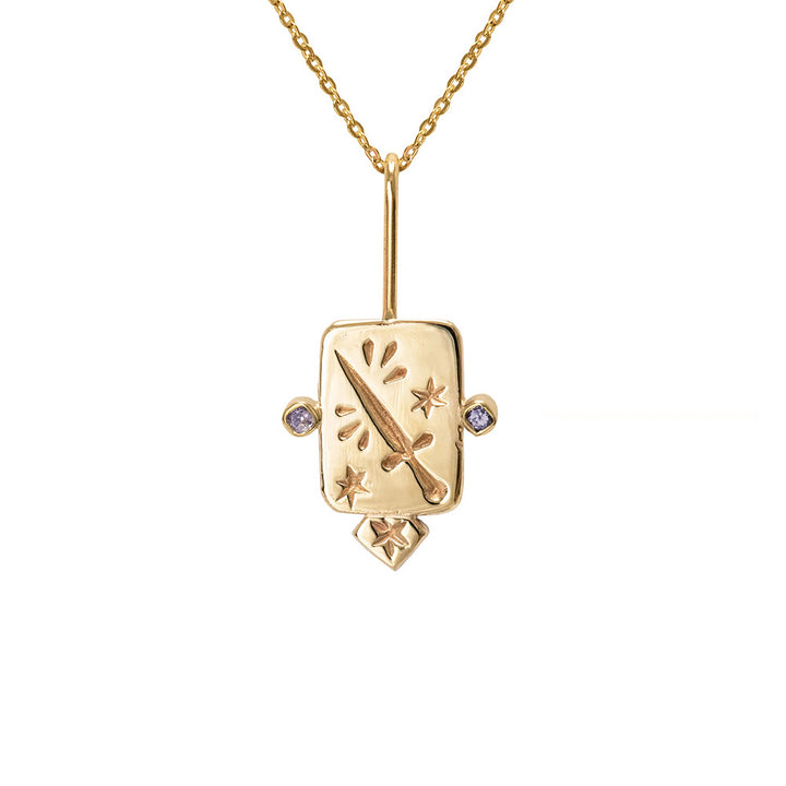 Collana con tarocchi in acciaio inossidabile Olivenorma e zirconi intarsiati - Spade - image 2